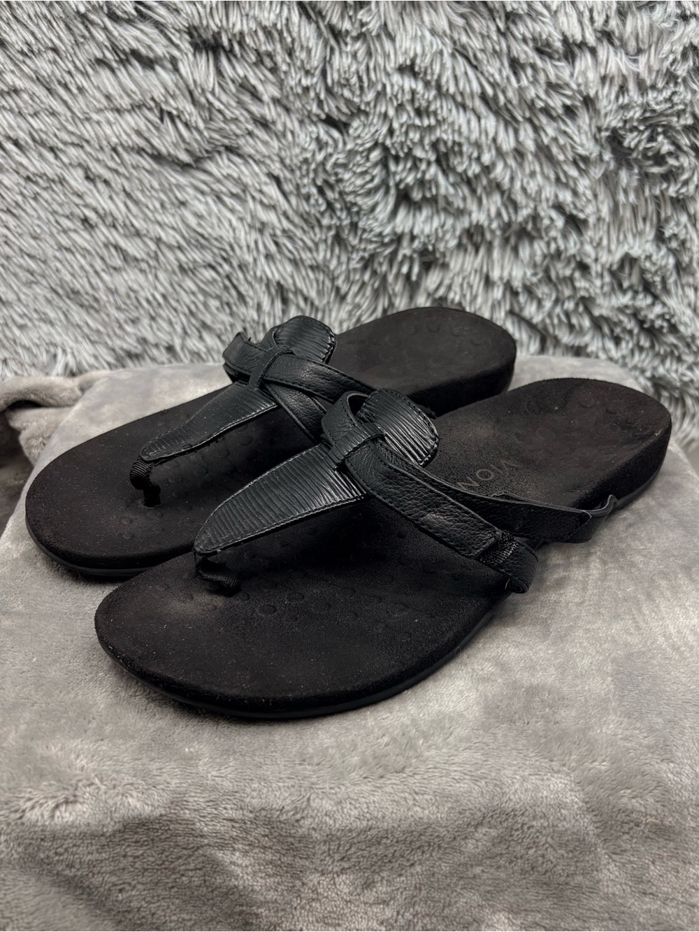 Vionic Sandals Womens 10 Wide Black Karley Orthotic Toe Post Adjustable
